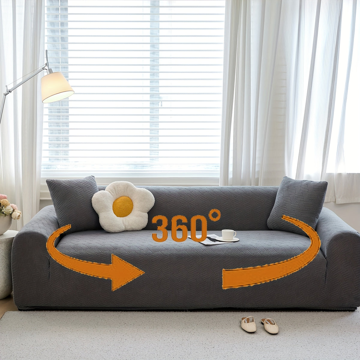 Housse de canapé extensible en polaire jacquard — détail de la matière : polaire Image