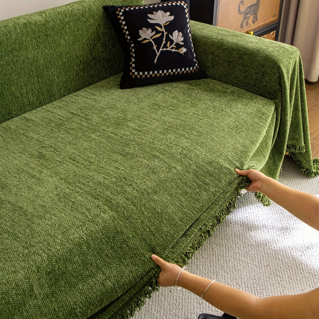 Housse de canapé à motif bohème, gros plan sur le tissu