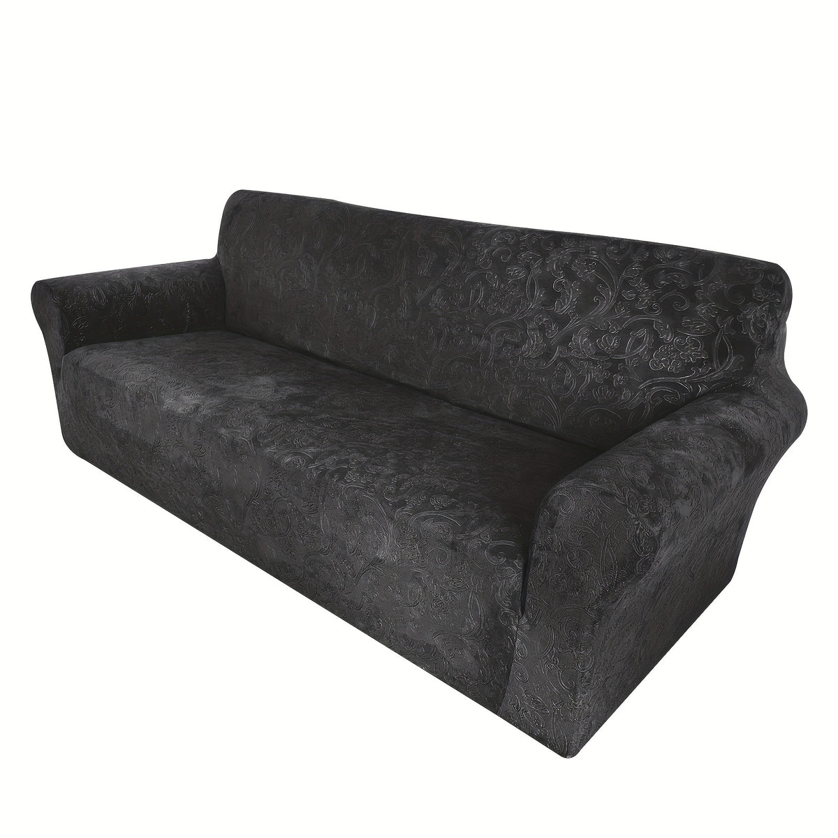 Housse de canapé extensible en velours à motif fleuri anti-griffes, visuel produit