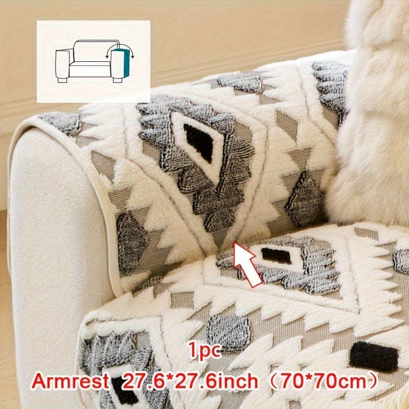Housse de canapé d'angle en velours jacquard, vue de dos