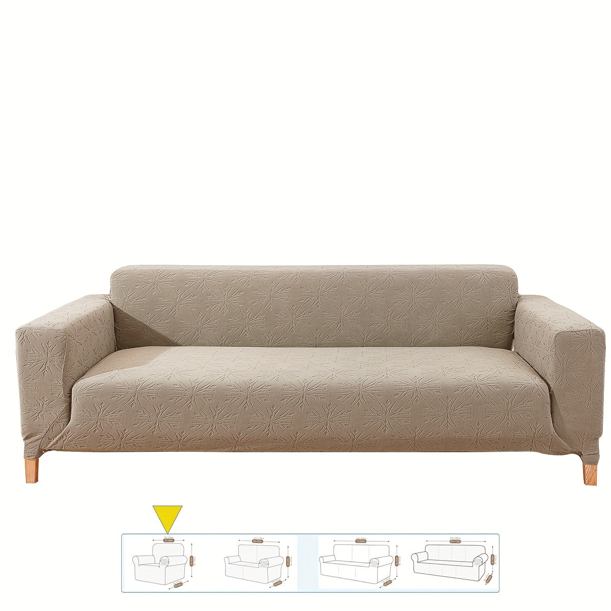 Housse de canapé épaisse extensible en polaire jacquard anti-griffes, détail de l'ourlet
