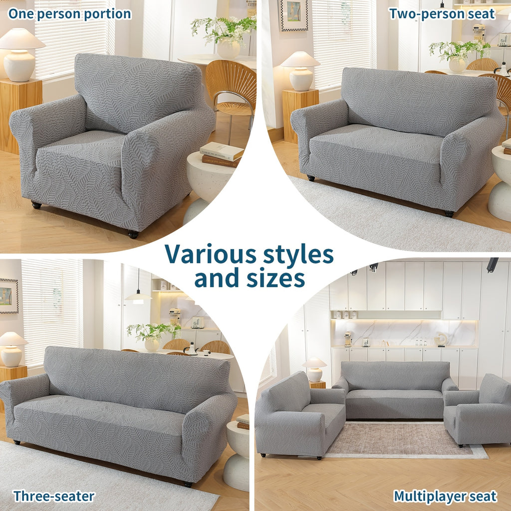 Housse de canapé extensible en polaire jacquard à rayures, housse posée