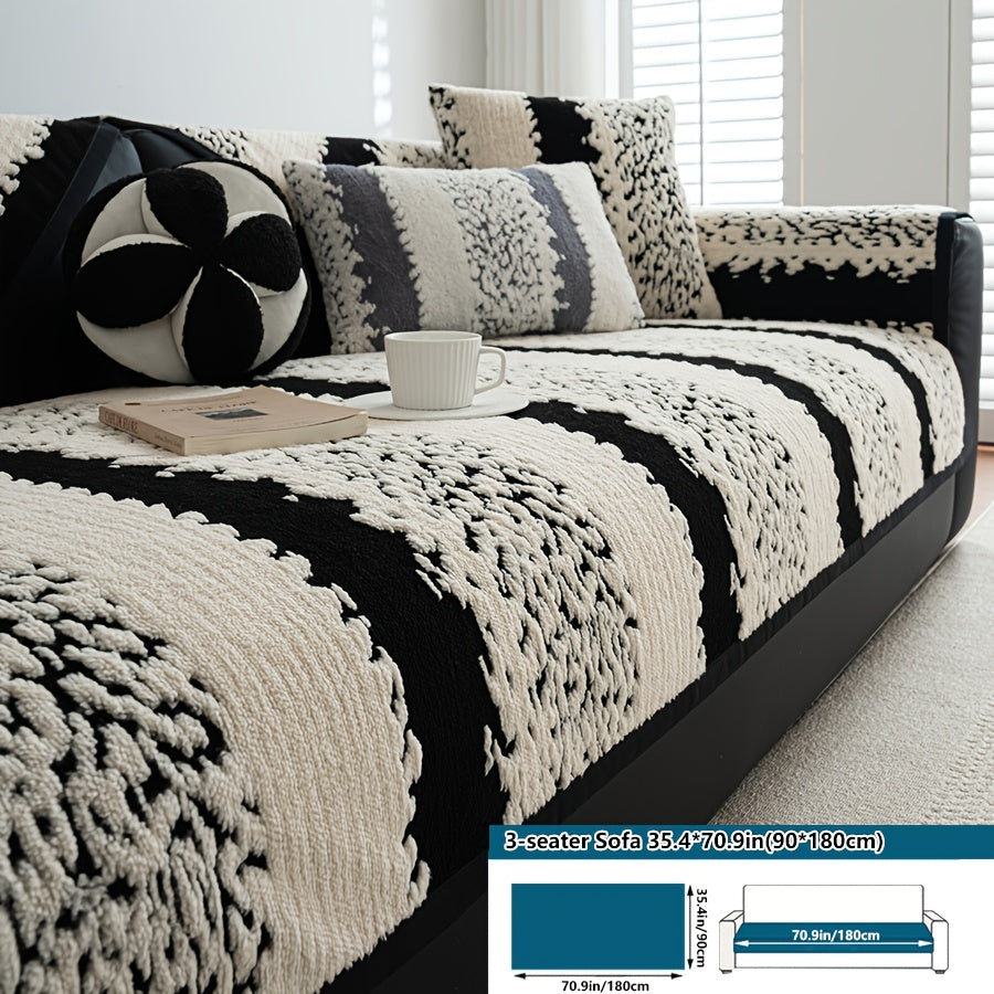 Housse de canapé en velours antidérapante d'esprit bohème, tissu de 300 à 350 g/m²