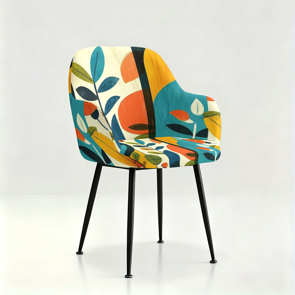 Housse de fauteuil extensible en fibre de lait imprimée à motif feuillage, gros plan sur le tissu