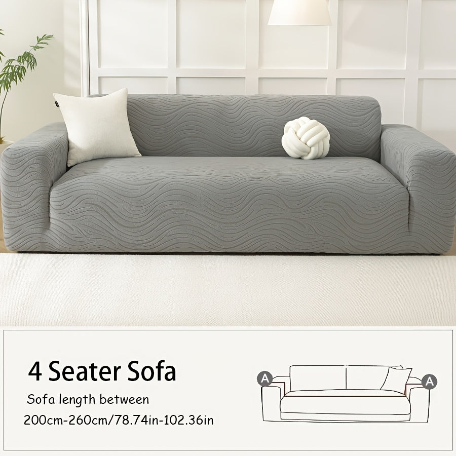 Housse de canapé extensible en polaire à motif vagues, autre coloris
