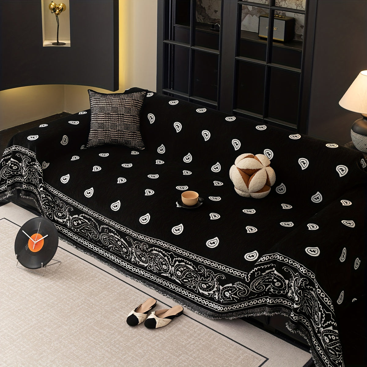 Housse de canapé en chenille jacquard à motif bohème