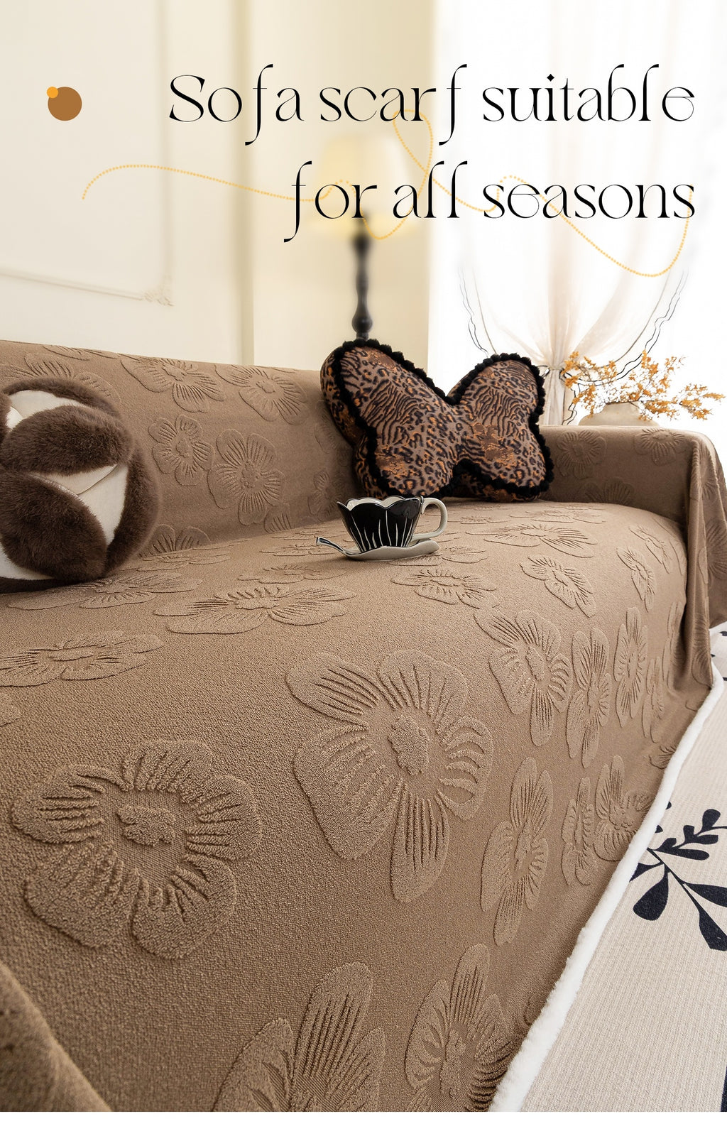 Housse de canapé épaisse en velours jacquard — détail de la matière : velours