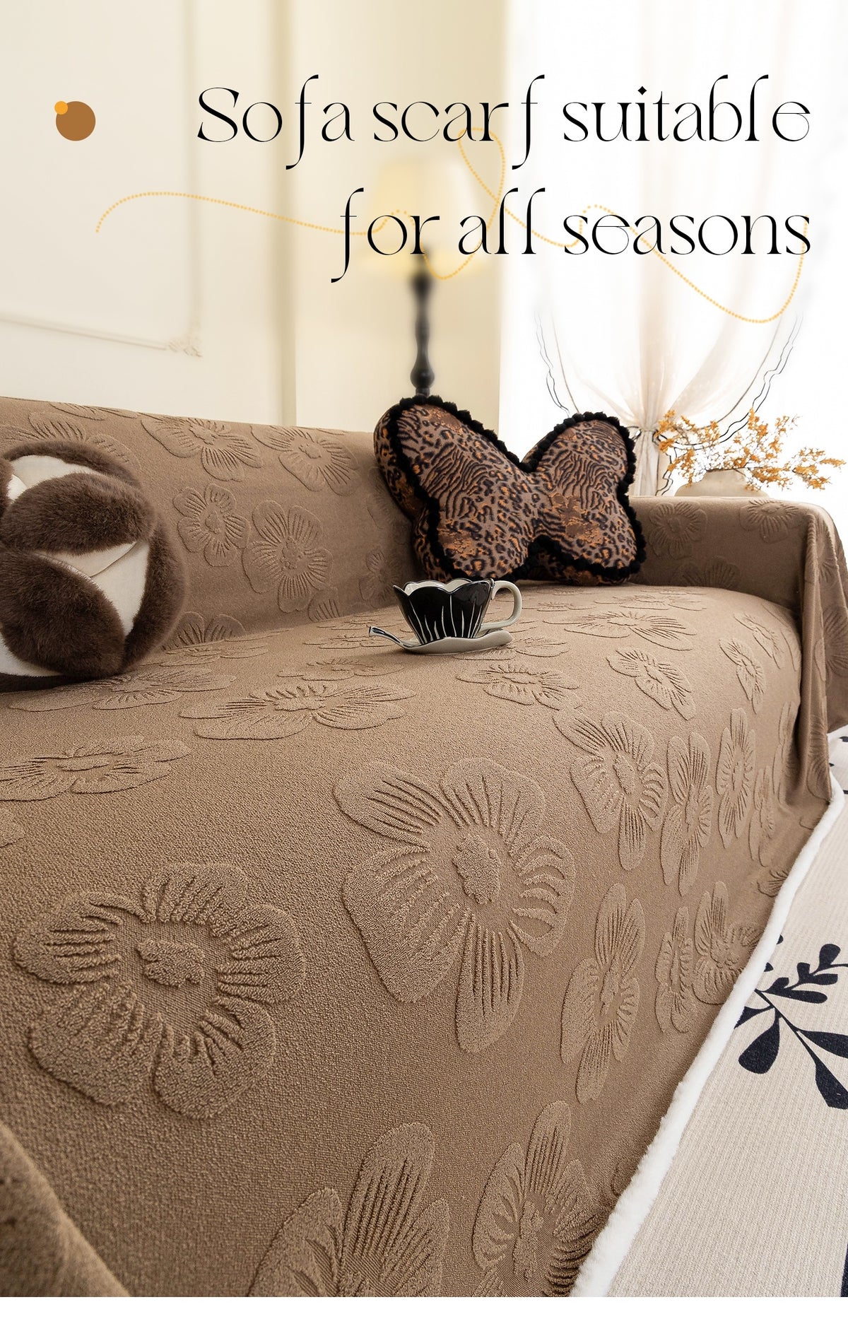 Housse de canapé épaisse en velours jacquard — détail de la matière : velours