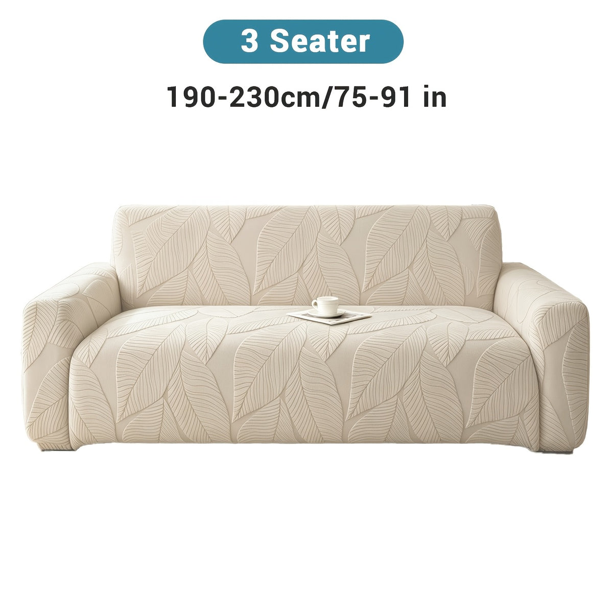 Housse de canapé extensible en polaire jacquard à motif feuillage, vue d'ensemble
