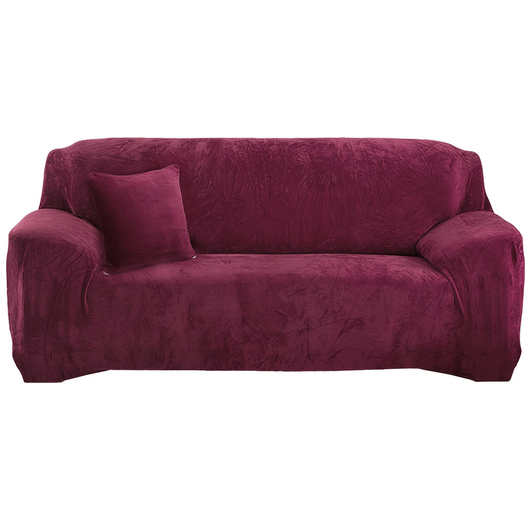 Housse de canapé épaisse extensible en peluche, mise en situation
