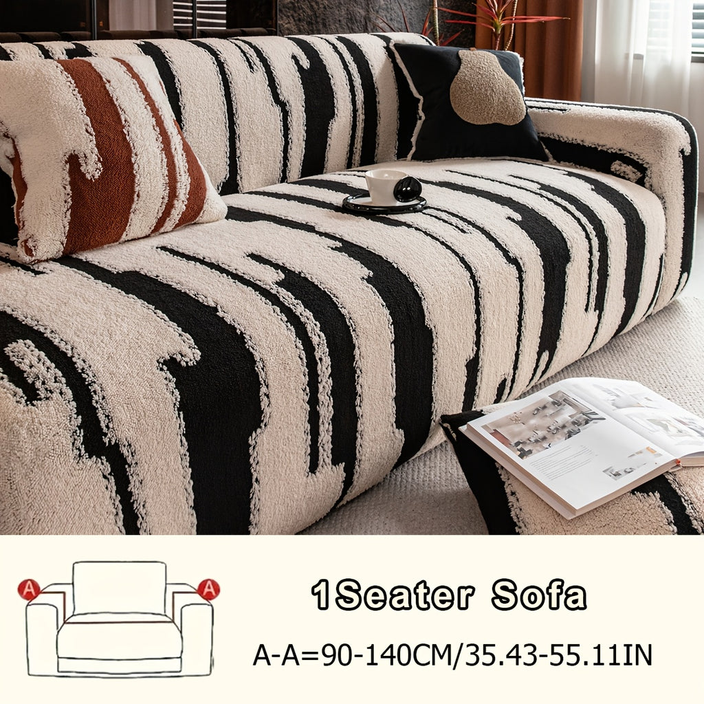 Housse de canapé en velours jacquard à motif géométrique d'esprit vintage