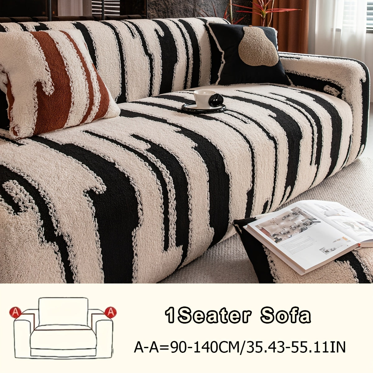 Housse de canapé en velours jacquard à motif géométrique d'esprit vintage