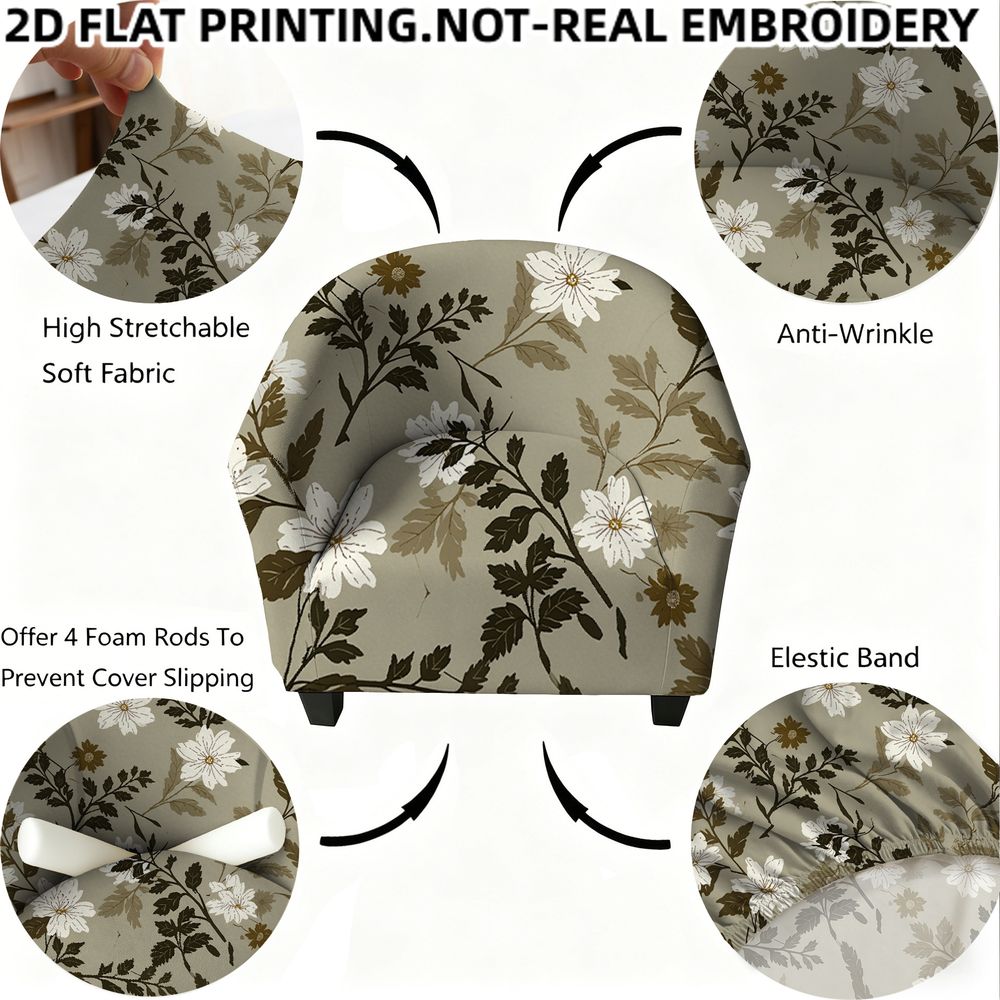 Housse de fauteuil extensible en fibre de lait imprimée au dessin Art déco, vue d'ensemble