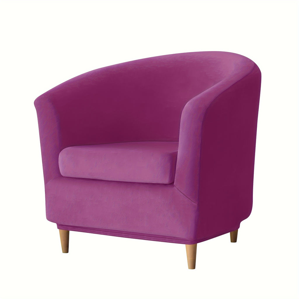 Housse de canapé extensible en polaire en fils teints, vue d'ensemble