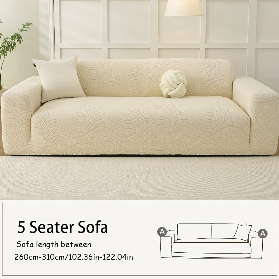 Housse de canapé extensible en polaire à motif vagues, autre coloris