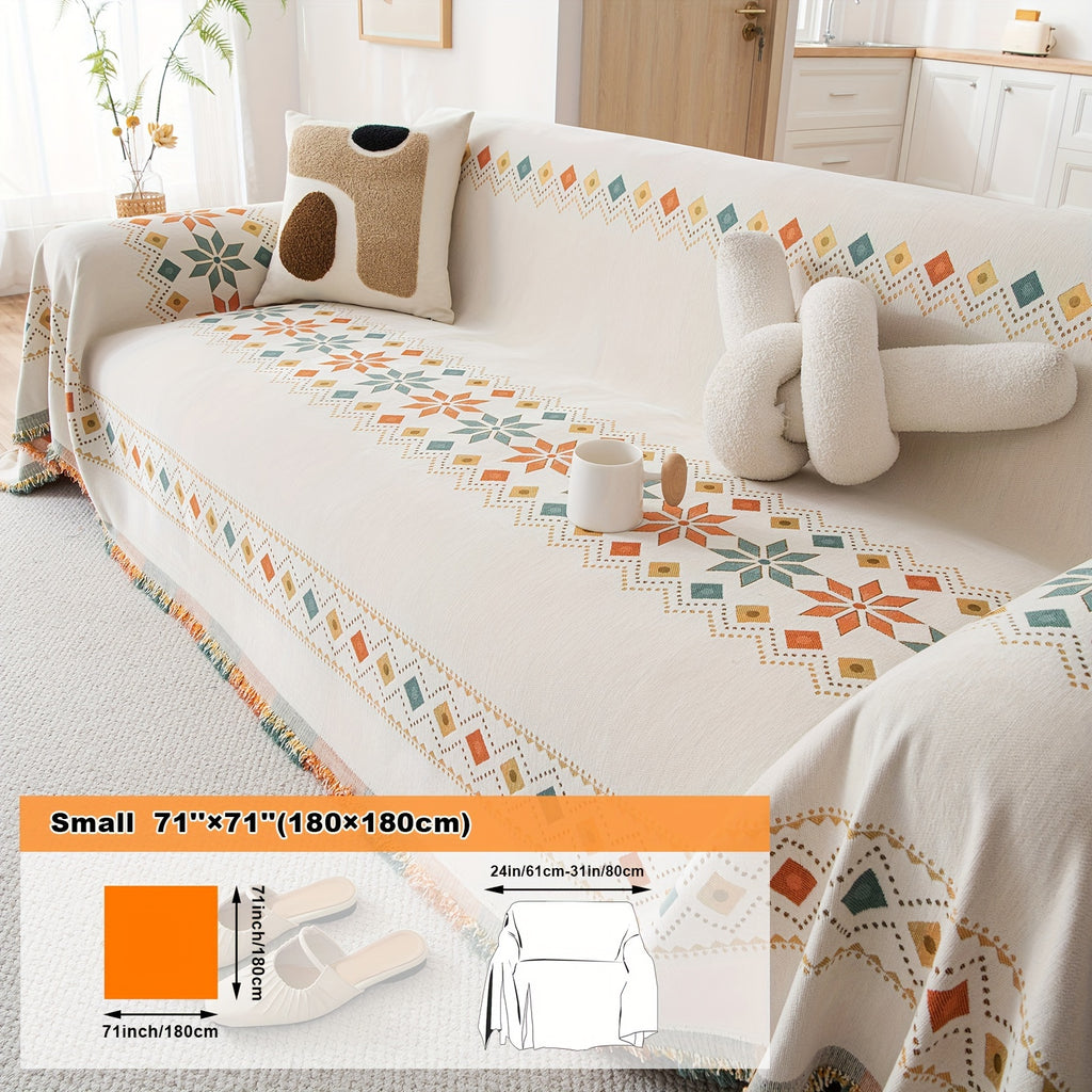 Housse de coussin en chenille jacquard, gros plan sur le tissu