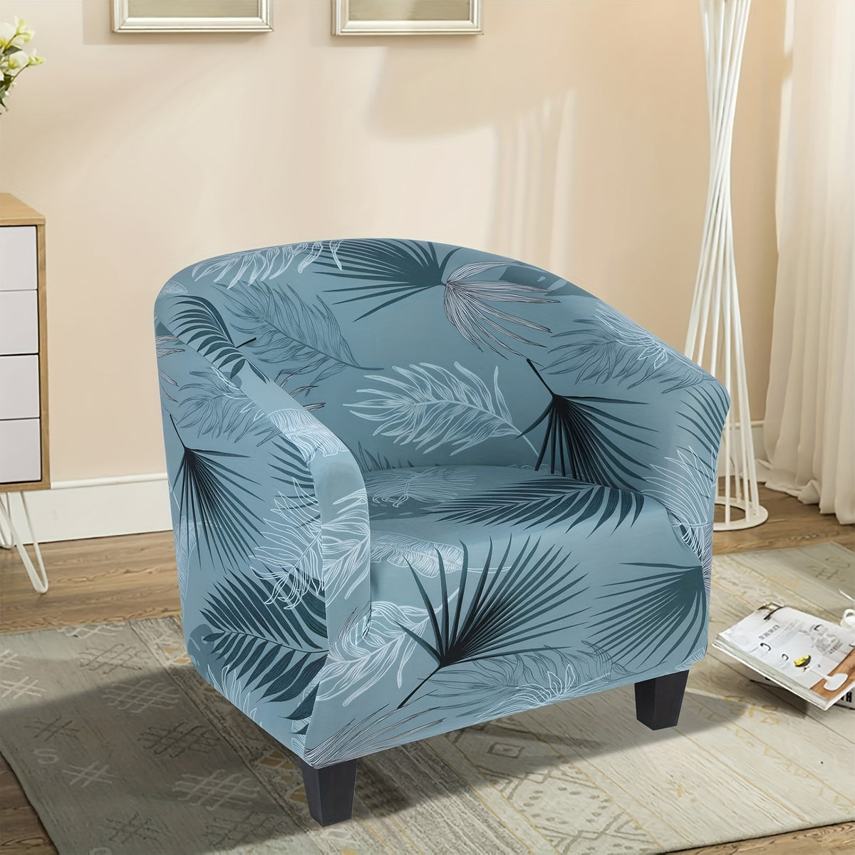 Housse de fauteuil extensible en fibre de lait d'esprit vintage, visuel produit