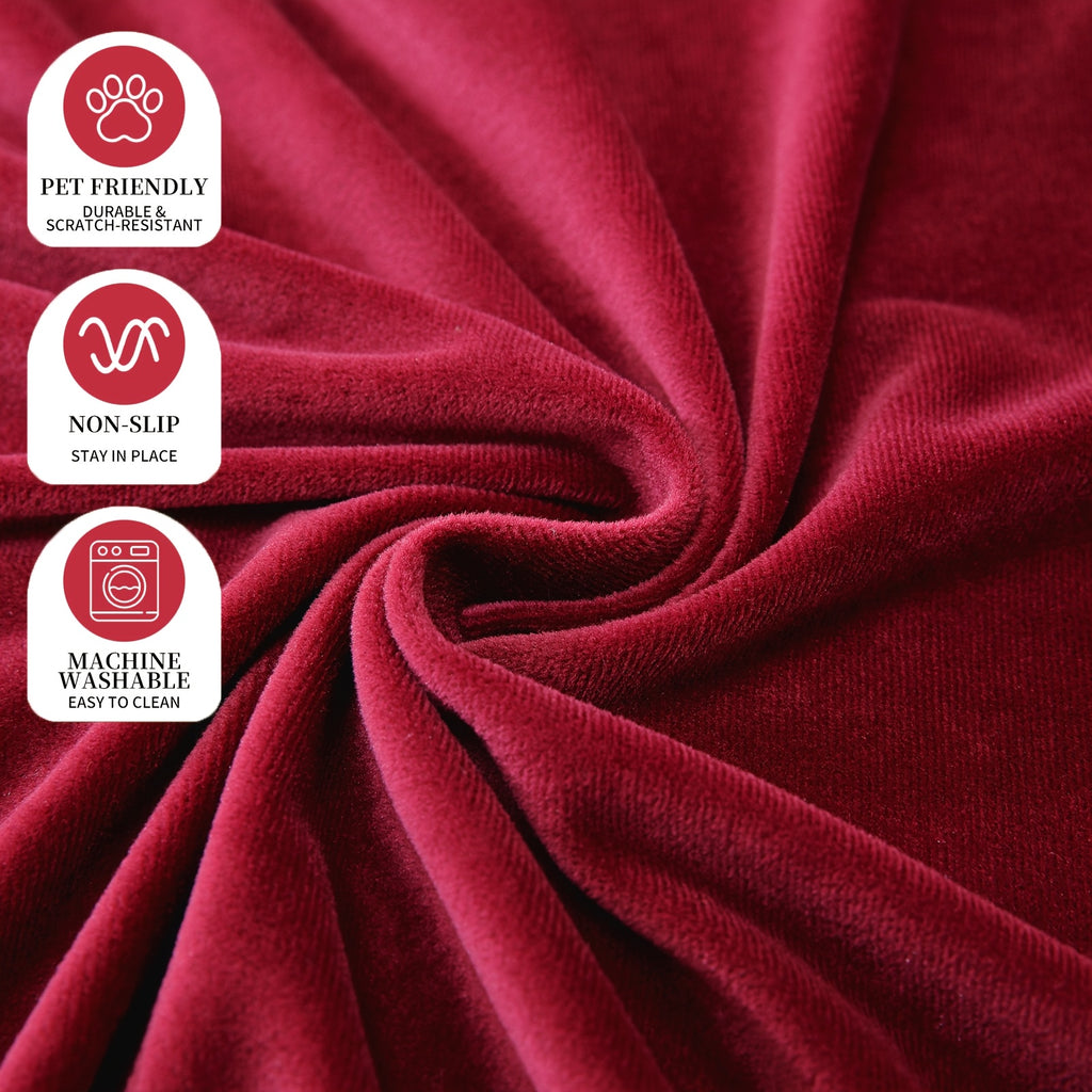 Housse de canapé extensible en velours à rayures, visuel produit