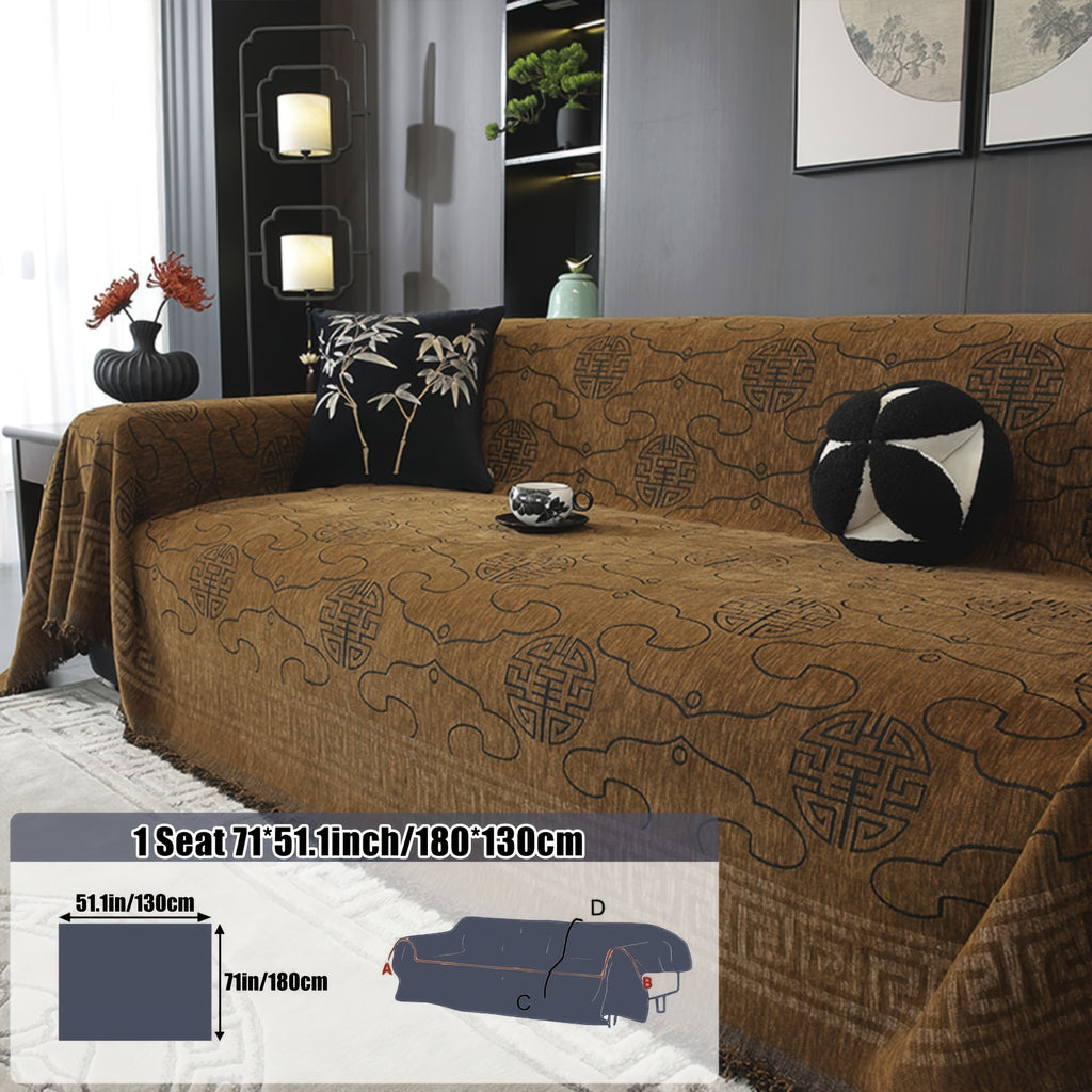 Housse de canapé épaisse en chenille jacquard, détail de la finition