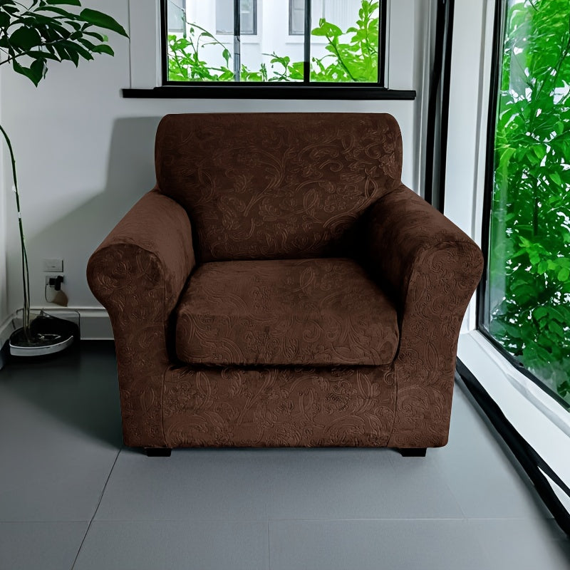 Housse de canapé extensible en polaire jacquard antidérapante à housses