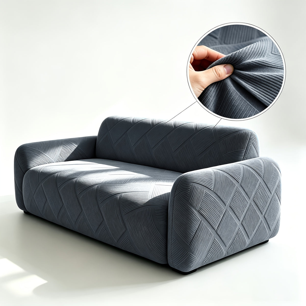 Housse de canapé extensible en polaire jacquard à rayures Image