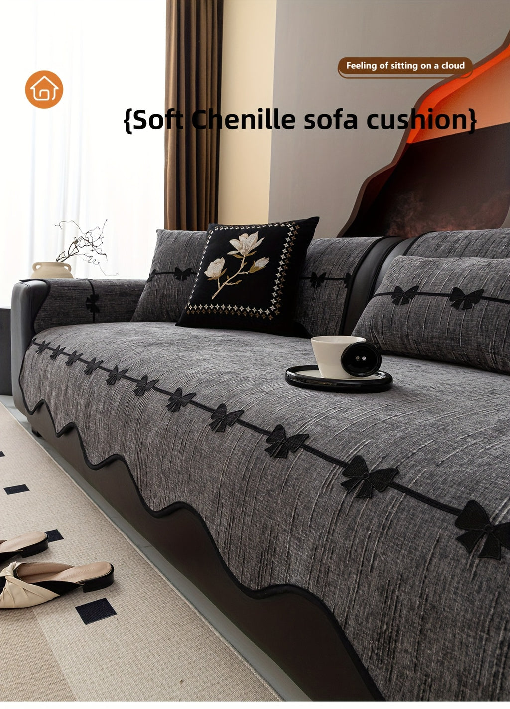Housse de canapé en polyester en fils teints antidérapante