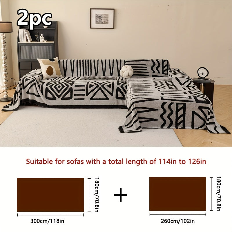 Housse de canapé en peluche antidérapante pour canapé d'angle, vue de dos