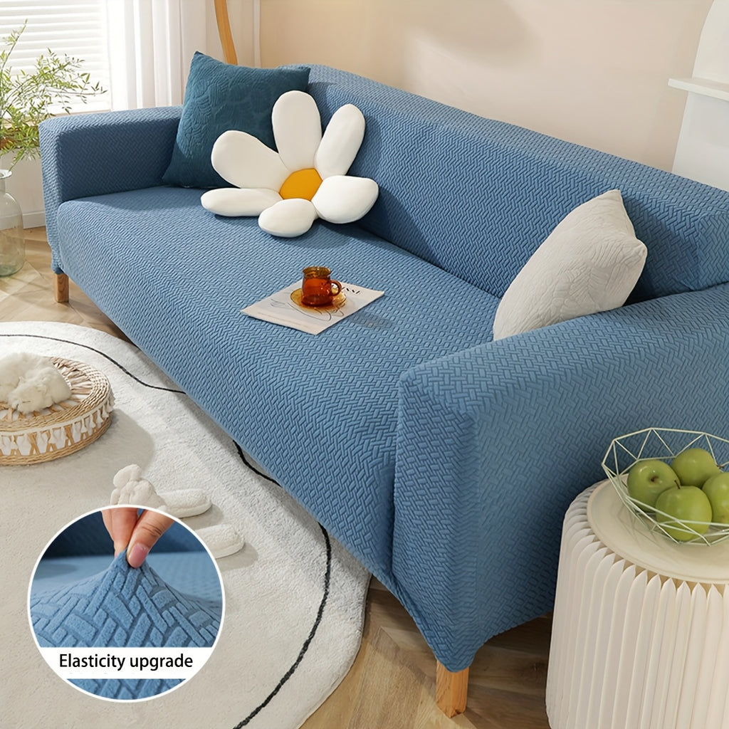 Housse de canapé épaisse extensible en polaire jacquard en T, visuel produit