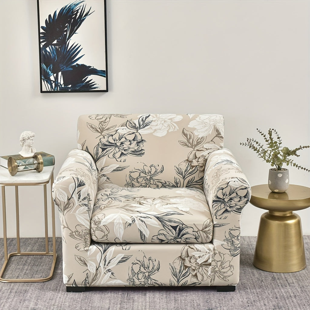 Housse de canapé extensible en polyester délavée — détail de la matière : polyester