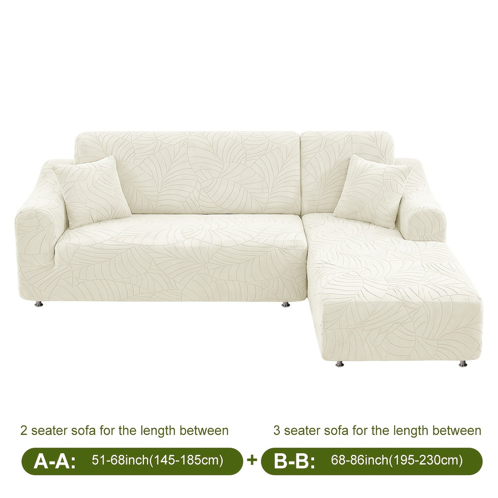 Housse de canapé extensible en polaire jacquard à motif feuillage