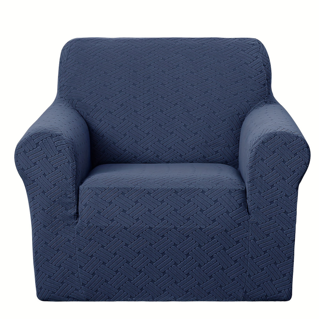 Housse de canapé épaisse extensible en polaire jacquard antidérapante, mise en situation