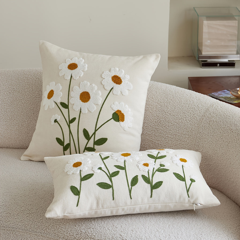 Housse de coussin en chenille à fermeture éclair, mise en situation