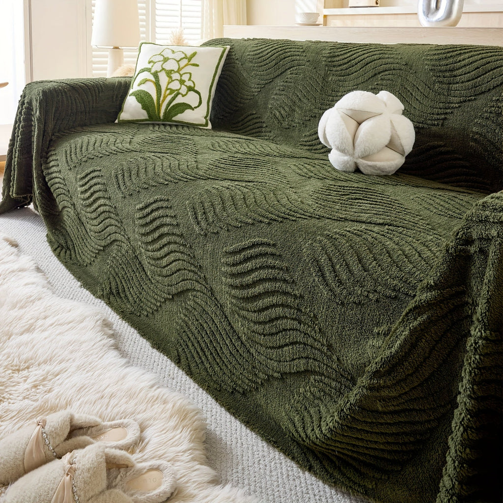 Housse de canapé en velours peluche uni, autre coloris