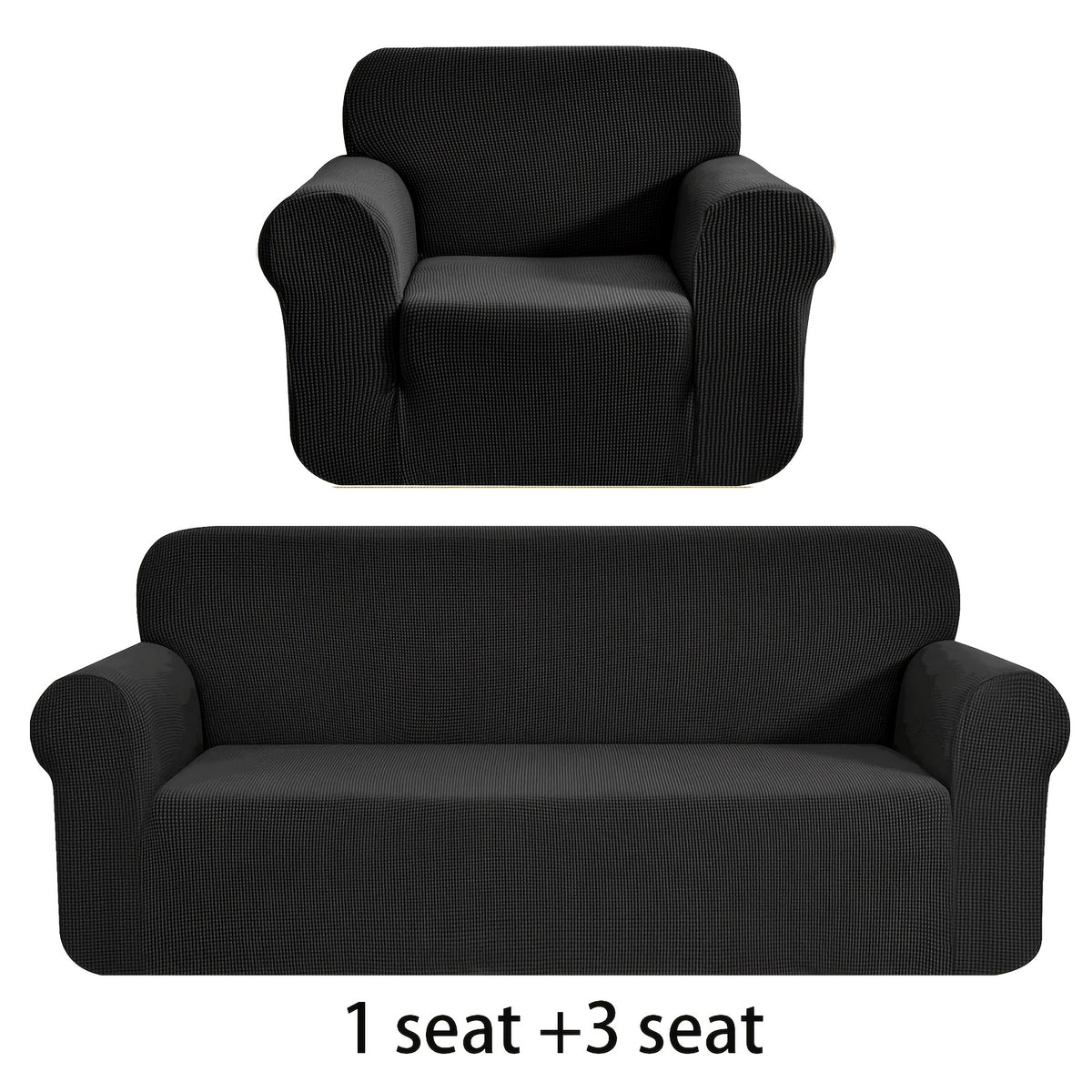 Housse de canapé extensible en polaire jacquard anti-griffes, vue de dos