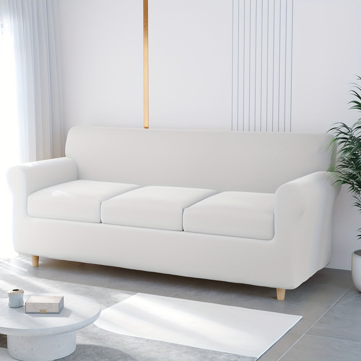 Housse de canapé extensible en fibre de lait à housses séparées, gros plan sur le tissu