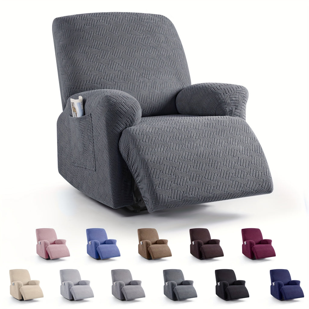 Housse de canapé épaisse extensible en polaire jacquard à housses séparées — détail de la matière : polaire