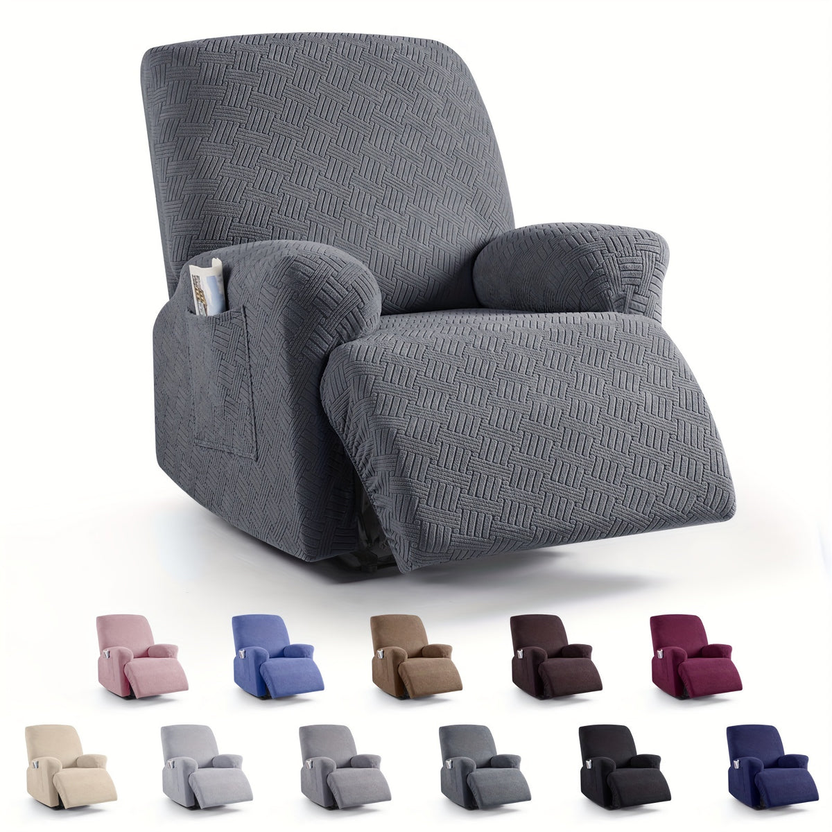 Housse de canapé épaisse extensible en polaire jacquard à housses séparées — détail de la matière : polaire Image