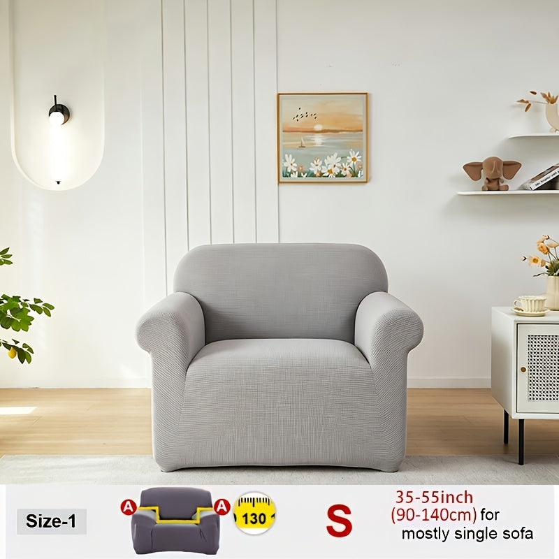 Housse de canapé extensible en velours côtelé jacquard, mise en situation