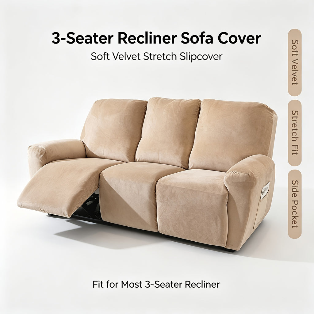 Housse de fauteuil extensible en velours antidérapante, détail de l'ourlet