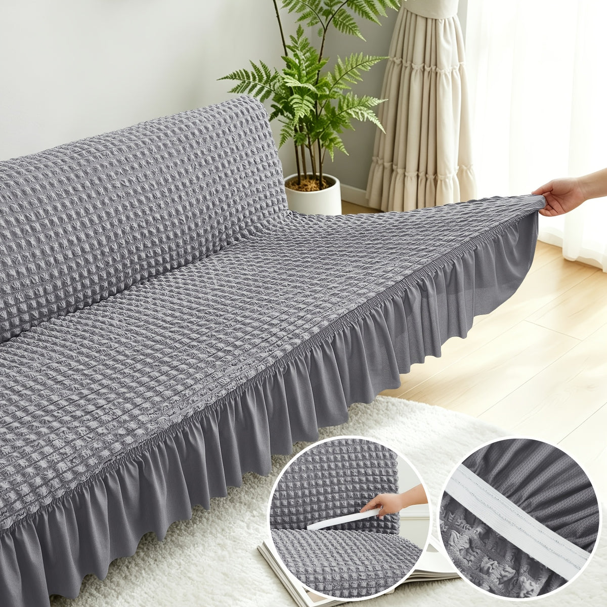 Housse de canapé extensible en jacquard à volants, autre coloris
