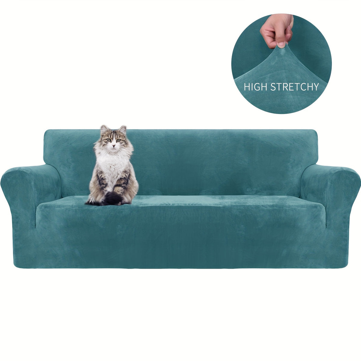 Housse de canapé extensible en velours jacquard antidérapante d'esprit vintage, visuel produit
