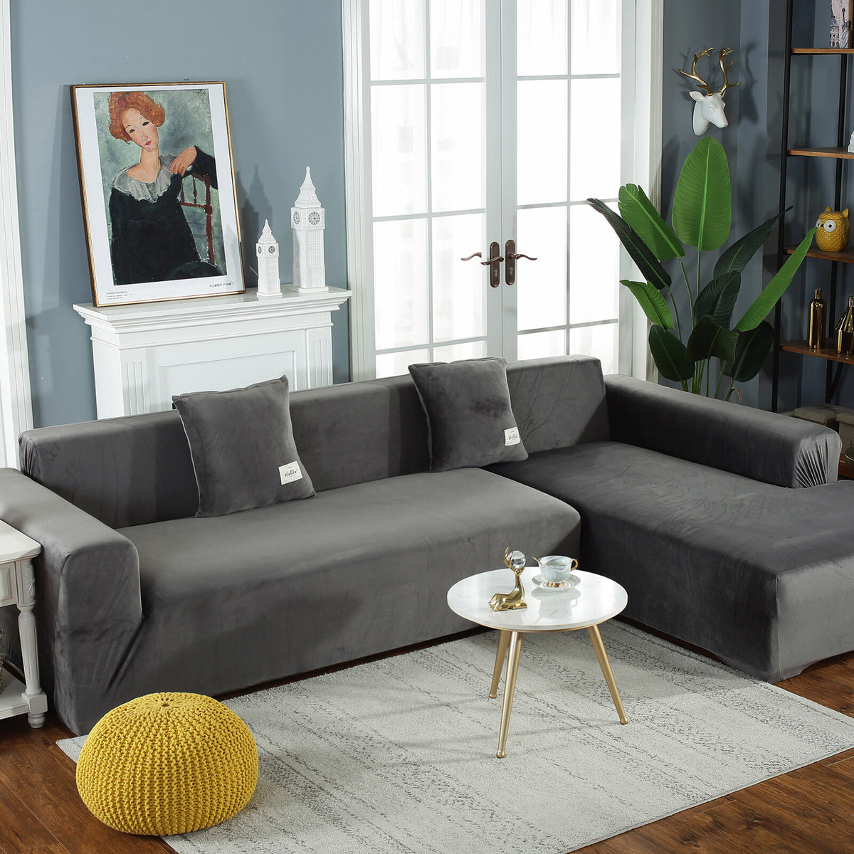 Housse de canapé épaisse extensible en velours au rendu glamour, autre coloris