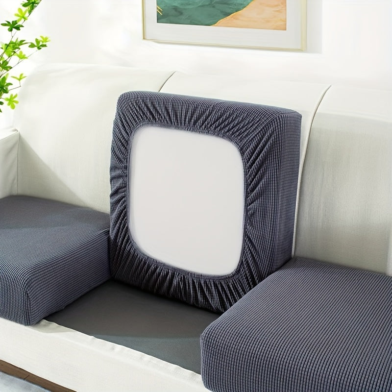 Housse de canapé épaisse extensible en polaire jacquard à housses séparées, mise en situation
