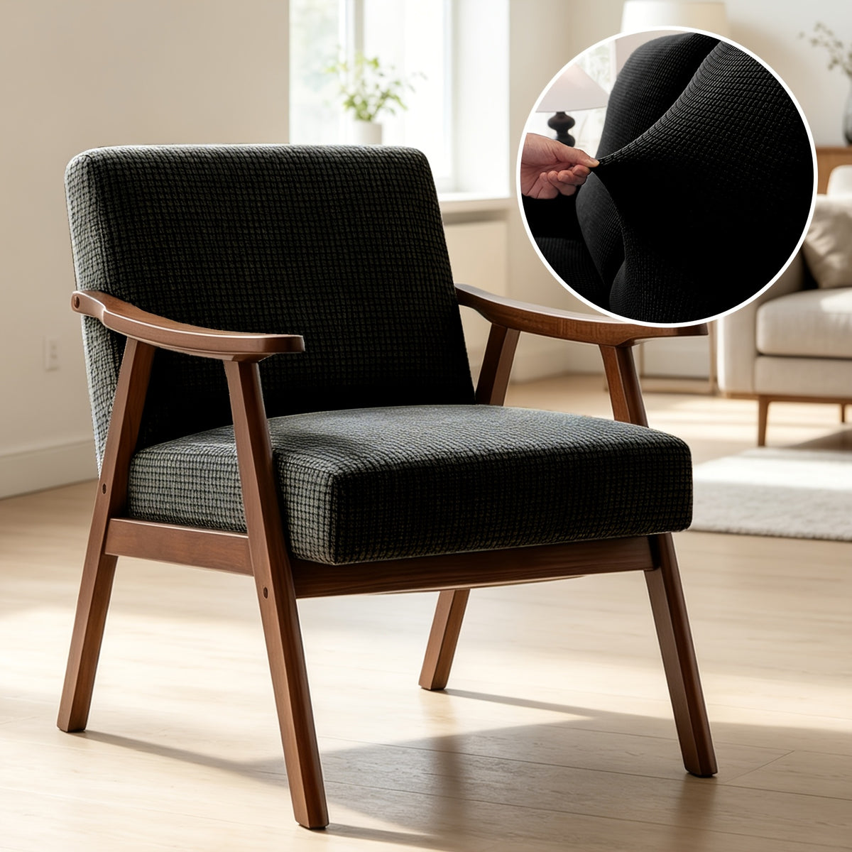 Housse de chaise épaisse extensible en polaire jacquard, vue de dos