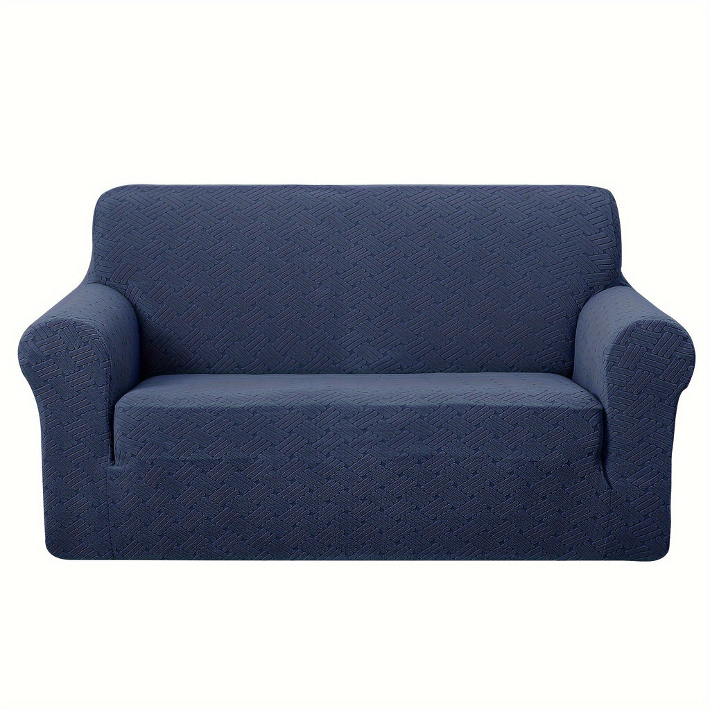 Housse de canapé épaisse extensible en polaire jacquard antidérapante, gros plan sur le tissu