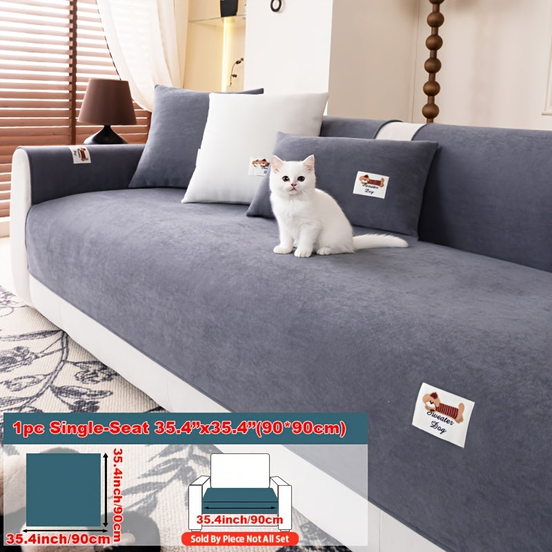 Housse de canapé en peluche matelassée à rayures antidérapante Image