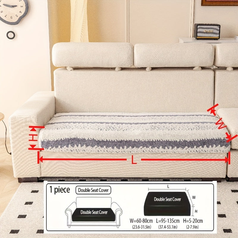 Housse de canapé extensible en velours antidérapante d'esprit vintage, mise en situation