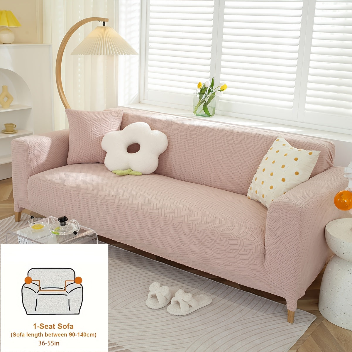 Housse de canapé épaisse extensible en polaire jacquard d'esprit vintage — détail de la matière : polaire Image