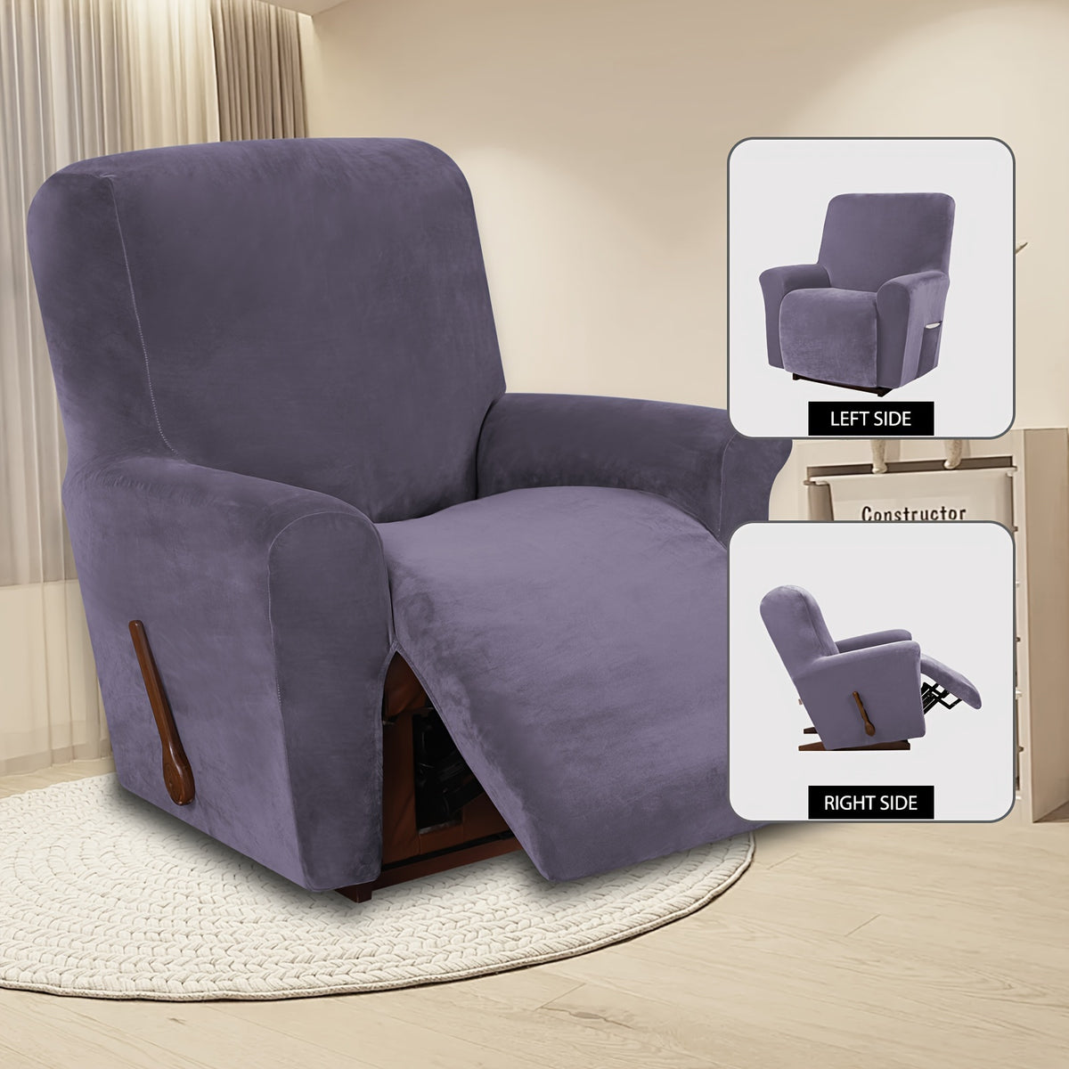 Housse de fauteuil épaisse extensible en velours, tissu de 200 à 250 g/m²