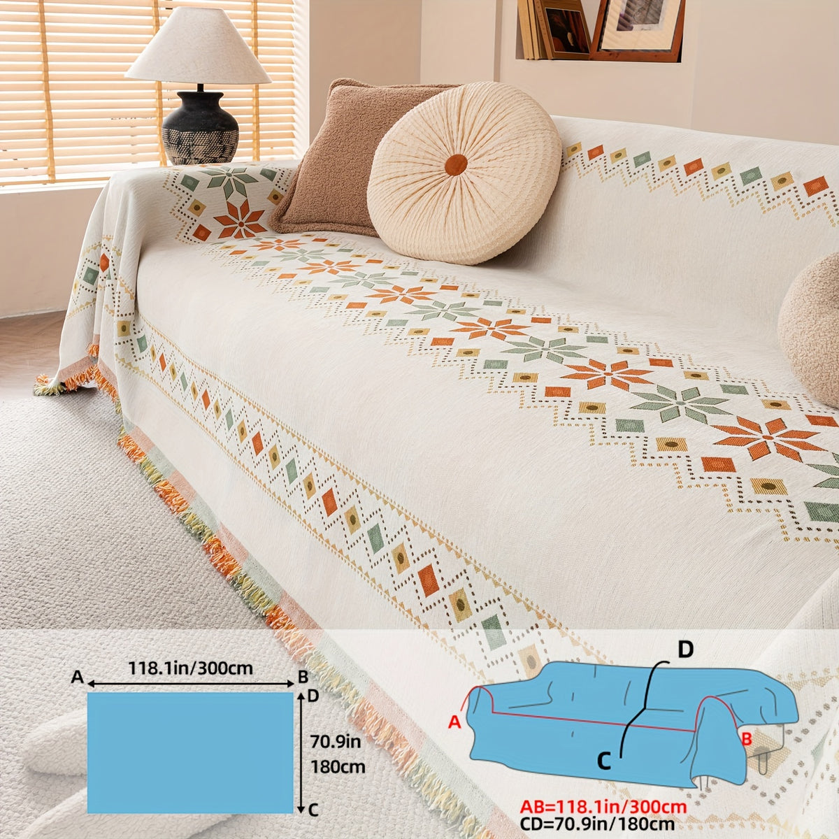 Protection de canapé en chenille jacquard antidérapante, tissu de 350 à 400 g/m²
